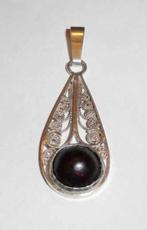 Hanger Zilver Filigrain Granaat 925, Ophalen of Verzenden, Zo goed als nieuw, Met edelsteen, Zilver