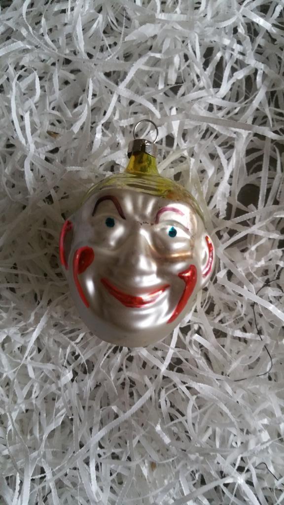 oude kerstbal nr 250 model grimas hoofd, Diversen, Kerst, Gebruikt, Ophalen of Verzenden