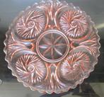 Zalmrose rose gebakschaal hapjesschaal bewerkt glas 30cm, Verzamelen, Ophalen of Verzenden, Huis en Inrichting
