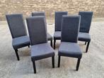 6 Grijze Eetkamerstoelen met Hoge Leuning, Huis en Inrichting, Stoelen, Ophalen, Hout, Gebruikt, Vijf, Zes of meer stoelen