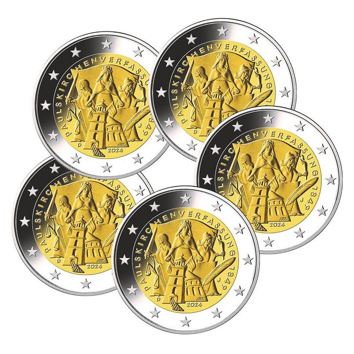 2 euro Duitsland 2024 - Pauluskirche ADFGJ (UNC), Postzegels en Munten, Munten | Europa | Euromunten, Losse munt, 2 euro, Duitsland