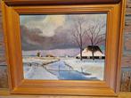 Winterlandschap P. de Jong, jaren 80, Antiek en Kunst, Kunst | Schilderijen | Klassiek, Ophalen of Verzenden