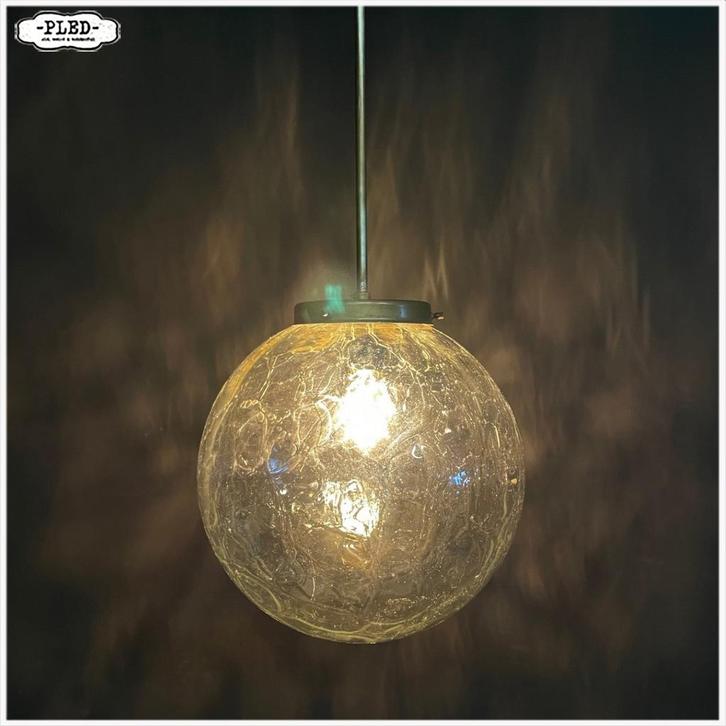 Vintage glazen hanglampen 2 op voorraad Lamp Pendellamp, Huis en Inrichting, Lampen | Hanglampen, Zo goed als nieuw, Minder dan 50 cm