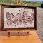 Vintage Tegeltableau met Paard en Wagen, Antiek en Kunst, Antiek | Wandborden en Tegels, Ophalen