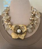 Borbonese Gouden bloem ketting met parel, Sieraden, Tassen en Uiterlijk, Kettingen, Ophalen of Verzenden, Zo goed als nieuw, Goud