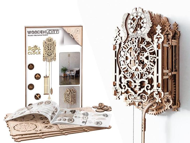 3D Houten Puzzel Royal Clock - DIY Wood Builds, Hobby en Vrije tijd, Denksport en Puzzels, Nieuw, Rubik's of 3D-puzzel, Minder dan 500 stukjes
