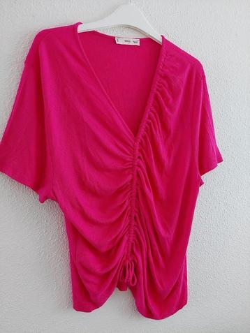 Blouse lengte68cm Mango XL cyclaamrood 97%viscose 1xGedragen beschikbaar voor biedingen