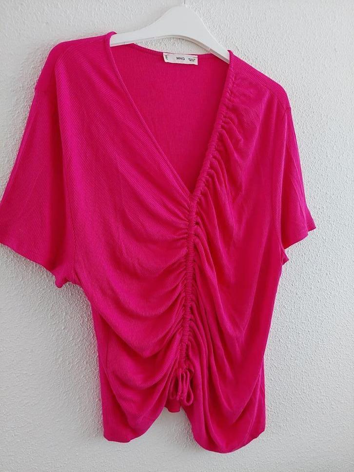 Blouse lengte68cm Mango XL cyclaamrood 97%viscose 1xGedragen, Kleding | Dames, Blouses en Tunieken, Nieuw, Maat 46/48 (XL) of groter