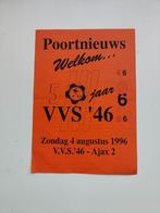 VVS '46 - AJAX 2 4 augustus 1996 Programmablad, Verzenden, Ajax, Boek of Tijdschrift
