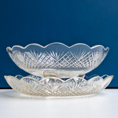 Kristallen fruit schaal, antiek ca 1875, Antiek en Kunst, Antiek | Schalen, Ophalen of Verzenden
