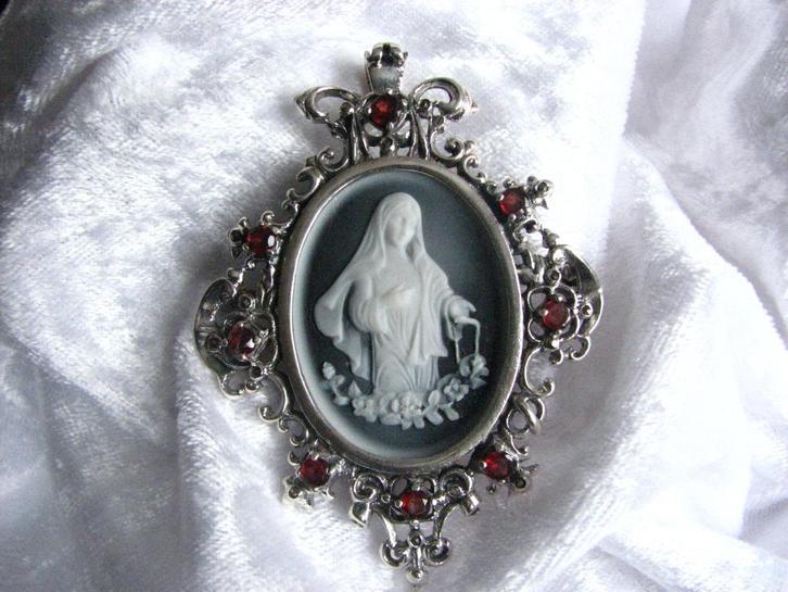 Prachtige Grote Zware Zilver Camee Hanger/Broche - Theresia, Sieraden, Tassen en Uiterlijk, Antieke sieraden, Hanger, Zilver, Met edelsteen