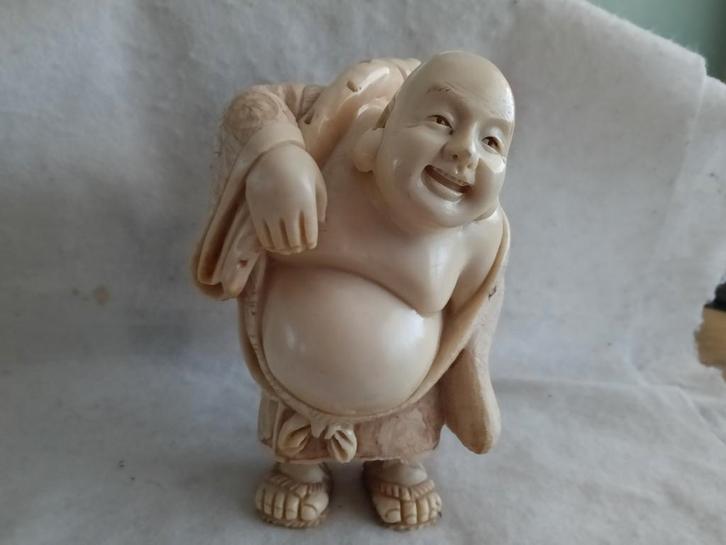 Prachtige vrolijke  Boeddha beeld , okimono., Verzamelen, Beelden en Beeldjes, Gebruikt, Ophalen of Verzenden