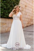 Trouwjurk maat 46 korte mouwtjes, Ophalen of Verzenden, Zo goed als nieuw, Wit, Trouwjurk