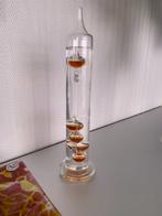 Galileo Thermometer mond geblazen cognac gekleurde balletjes, Antiek en Kunst, Antiek | Glas en Kristal, Ophalen of Verzenden