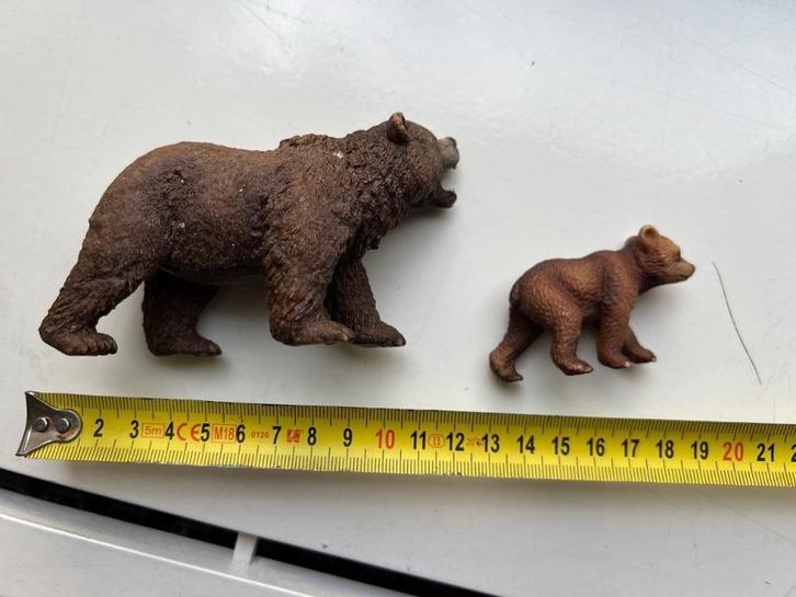 Schleich Grizzlybeer met jong – originele figuren, Verzamelen, Dierenverzamelingen, Zo goed als nieuw, Beeldje of Figuurtje, Wild dier