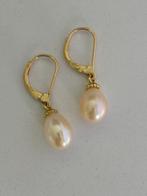 Parel Oorbellen Licht Zalm Roze Perels Peervormig 14K Goud, Hangers, Nieuw, Ophalen of Verzenden, Roze