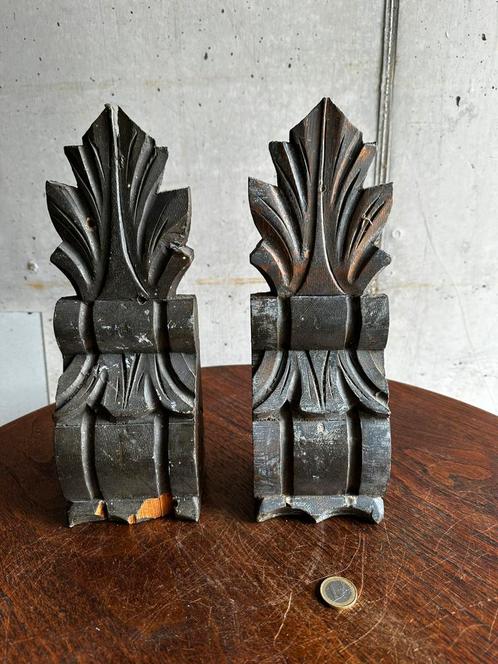 Set houten wandklossen – houtsnijwerk – brocante stijl, Antiek en Kunst, Curiosa en Brocante, Ophalen of Verzenden