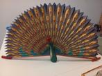 Grote pauw/waaier van hout en papier., Antiek en Kunst, Curiosa en Brocante, Ophalen of Verzenden