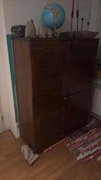 Massief Houten hoge kast - Zo Goed Als Nieuw, Ophalen, 100 tot 150 cm, Zo goed als nieuw, Met lade(s)