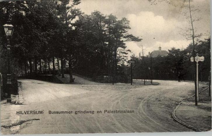 Hilversum Bussummer grindweg en Palestrinalaan (1909), Verzamelen, Ansichtkaarten | Nederland, Ongelopen, Noord-Holland, Voor 1920