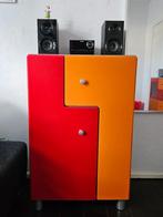 Retro Dressoirs in rood/oranje/zilver (PopArt), Huis en Inrichting, Kasten | Dressoirs, Ophalen, Gebruikt, Retro/Popart, 50 tot 100 cm