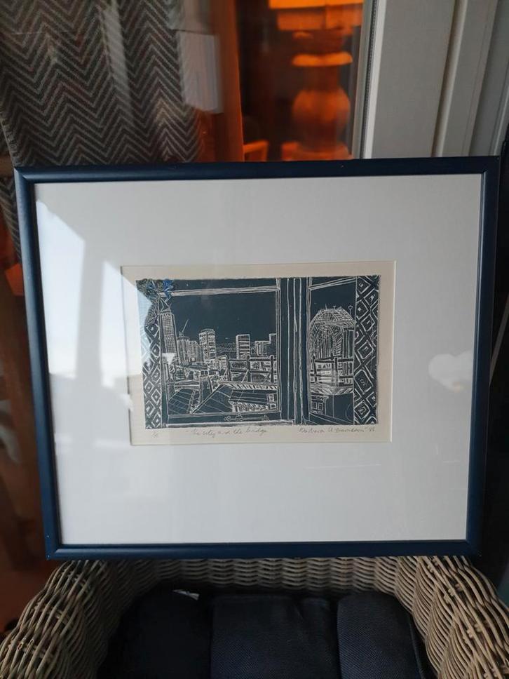 Barbara Davidson - 'The City and the Bridge' Litho, Antiek en Kunst, Kunst | Etsen en Gravures, Ophalen of Verzenden