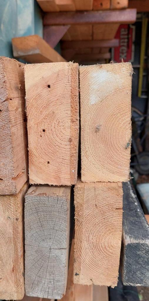 Houten Balken-, Doe-het-zelf en Verbouw, Hout en Planken, Gebruikt, Balk, Vuren, Minder dan 200 cm, 50 mm of meer, Ophalen of Verzenden