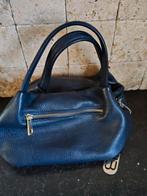 LB, blauwe leren handtas, Ophalen of Verzenden, Zo goed als nieuw, Blauw, Handtas