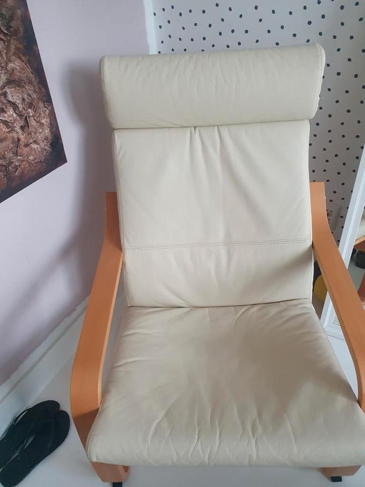 Comfortabele Poang fauteuil met houten frame van ikea, Huis en Inrichting, Fauteuils, Zo goed als nieuw, 50 tot 75 cm, 75 tot 100 cm