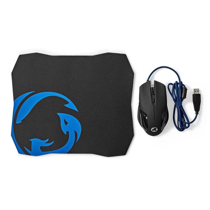 Nedis gaming muis en muismat combo, 7200 dpi, Computers en Software, Muizen, Nieuw, Muis, Bedraad, Gaming muis, Ophalen of Verzenden