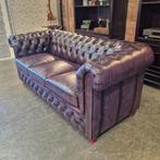 Chesterfield set bank + fauteuil antiek paars, Chesterfield, Nieuw, Ophalen of Verzenden, Rechte bank