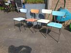 vintage keukenstoeltjes, jaren '60, Huis en Inrichting, Stoelen, Metaal, Vier, Gebruikt, Vintage, jaren '60