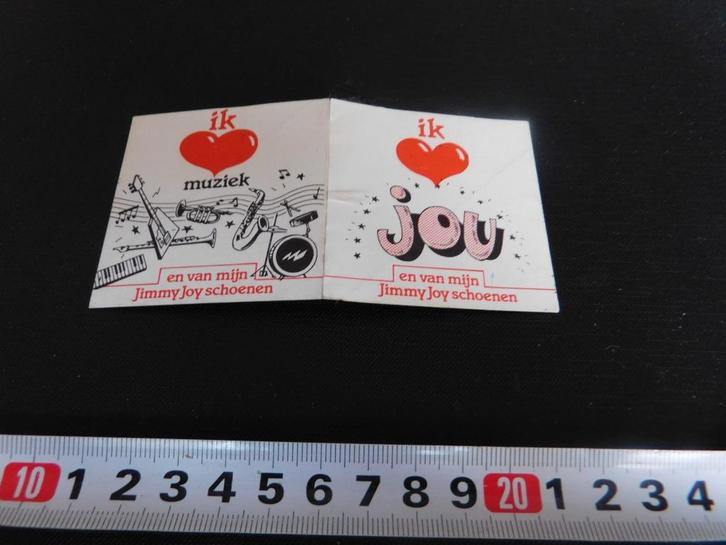 sticker JIMMY JOY schoenen Ik hou van Muziek en van jou, Verzamelen, Stickers, Zo goed als nieuw, Ophalen