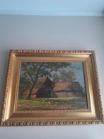 Schilderij van L.P.Versteeg boerderij met kippen, Ophalen of Verzenden
