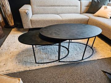 Salontafel set zwart aluminium ovaal beschikbaar voor biedingen
