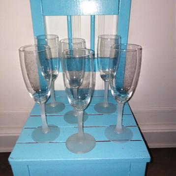 Champagne glazen frozen voet/steel set van 6 beschikbaar voor biedingen