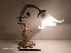 Art Nouveau tafellamp met bronzen beeld van vrouw, Antiek en Kunst, Antiek | Lampen, Ophalen of Verzenden