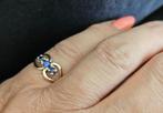 Gouden Vintage ring met edelsteen saffier. 2025/336, Blauw, ., Ophalen of Verzenden, .