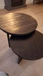 Set van 2 ronde houten salontafels, Huis en Inrichting, Tafels | Salontafels, Ophalen, Gebruikt, 50 tot 100 cm, Rond