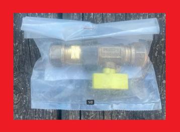 Nieuw gaskraan gaskogelkraan 15 x 15 mm 2x knel recht wasco beschikbaar voor biedingen