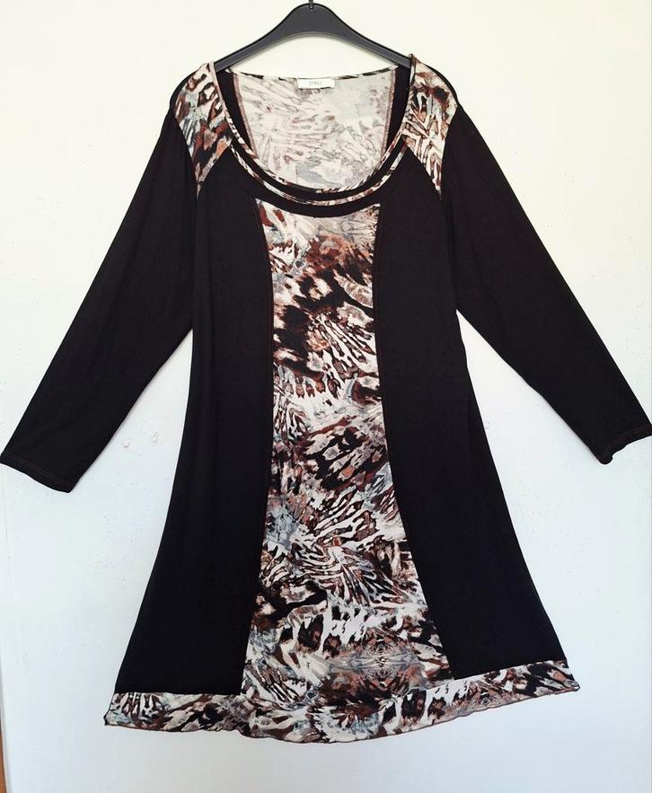 Prachtige Zwart/Multicolour JORLI Jurk Mt 46/48, Kleding | Dames, Grote Maten, Zo goed als nieuw, Jurk, Zwart, Ophalen of Verzenden