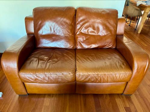 Natuzzi lederen 2-zits bank / 2 fauteuils met relax, Huis en Inrichting, Banken | Bankstellen, Gebruikt, 200 tot 250 cm, 75 tot 100 cm