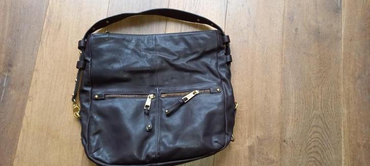 BK-Y PRACHTIGE LEREN HAND TAS, Sieraden, Tassen en Uiterlijk, Tassen | Damestassen, Zo goed als nieuw, Handtas, Bruin, Ophalen of Verzenden