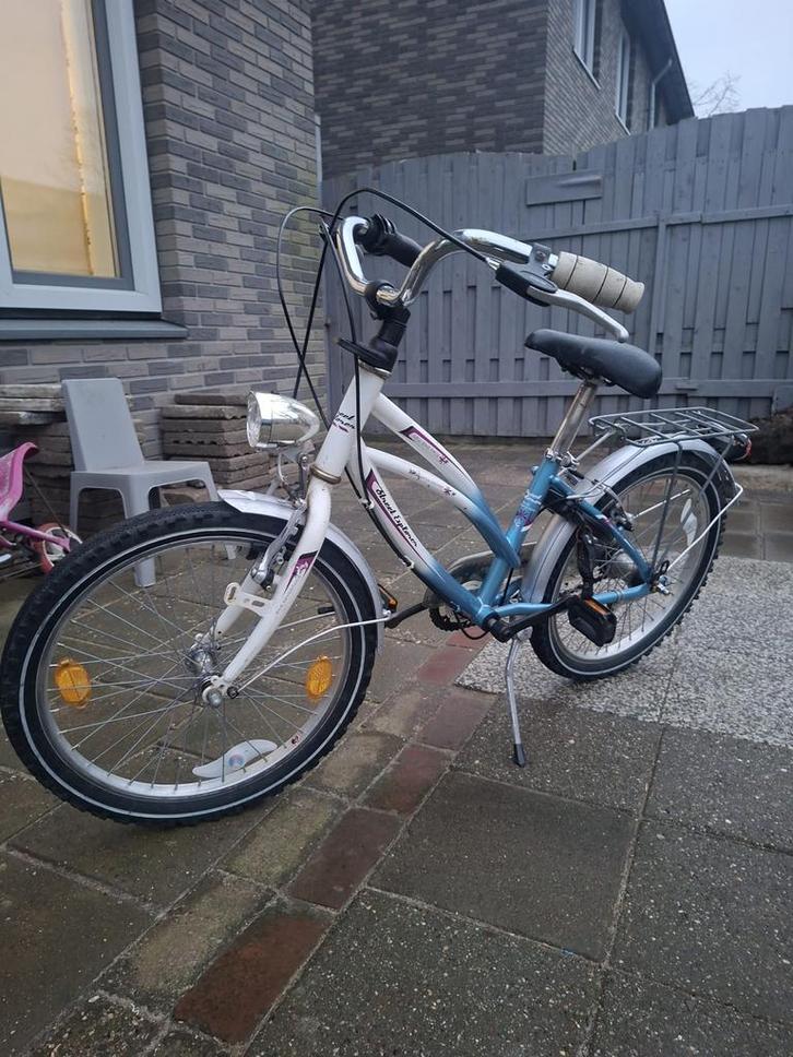 Wit-blauw kinderfiets met 3 versnellingen, Fietsen en Brommers, Fietsen | Kinderfietsjes, Gebruikt, 16 tot 20 inch, Ophalen of Verzenden