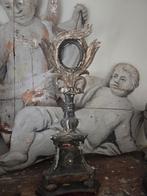antieke DONKERE HOUTEN MONSTRANS / reliekhouder midden 1800, Antiek en Kunst, Ophalen of Verzenden