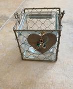 waxinelicht glas in mandje ijzer Riviera Maison, windlicht, Overige materialen, Ophalen of Verzenden, Crème, Zo goed als nieuw