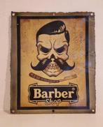 Wandbord, barber shop, metaal, kapper, skull, blik, Ophalen of Verzenden, Nieuw