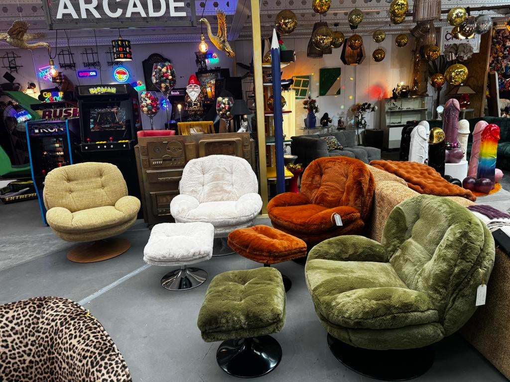 Weer binnen! Nieuwe retro tulp voet draaistoelen!, Huis en Inrichting, Stoelen, Nieuw, Eén, Stof, Overige kleuren, Ophalen of Verzenden