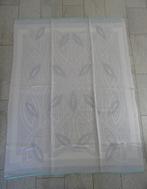 vintage katoenen deken - lichtblauw - grijs - wit / vlammen, Ophalen of Verzenden