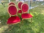 4x  Louis XVI stoel - Louis XV stoelen fauteuil velvet rood, Ophalen of Verzenden
